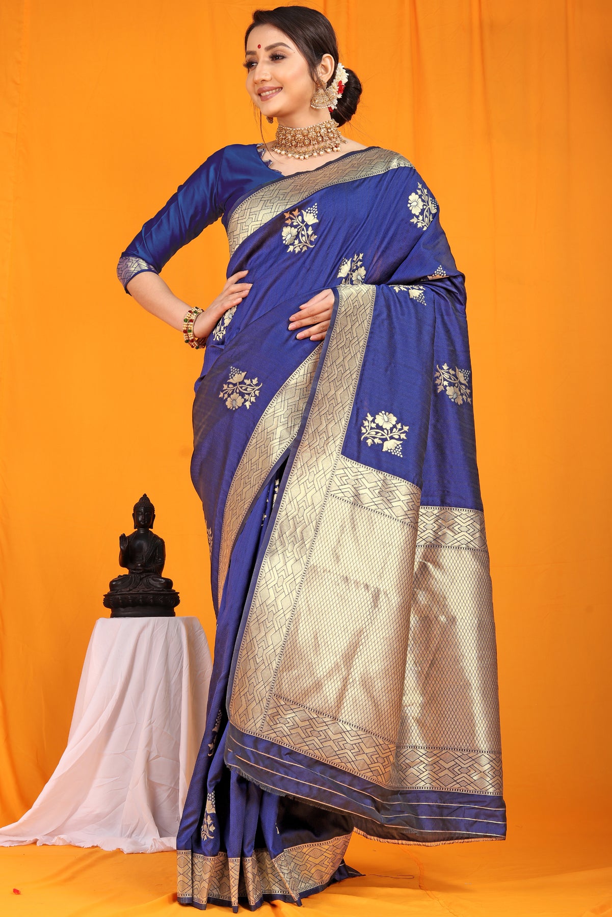 Royal Blue Kanchipuram Pattu Silk Saree