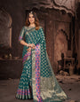 Rama Soft Silk Base With Mina Kari Jari Weaving Rich Pallu Saree