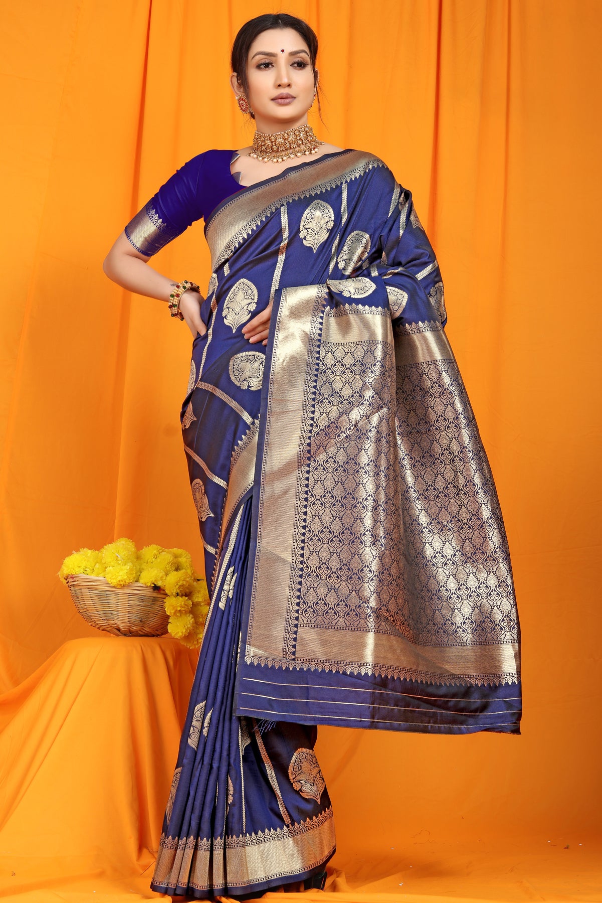 Royal Blue Kanchipuram Pattu Silk Saree