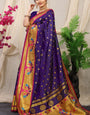 Purple Paithani Silk Saree With Zari Handloom Weaving Banarasi Silk Saree