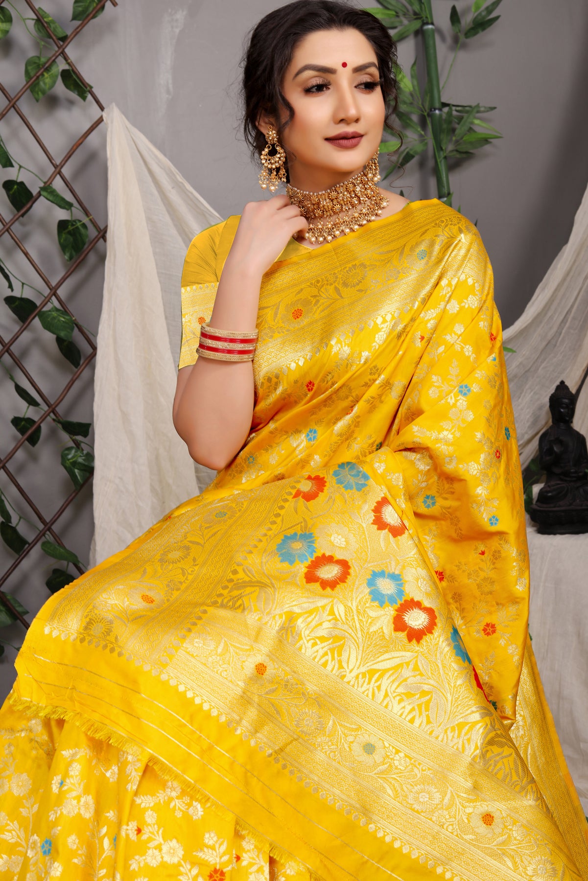 Nakshatra Yellow Kanchipuram Pattu Silk Saree