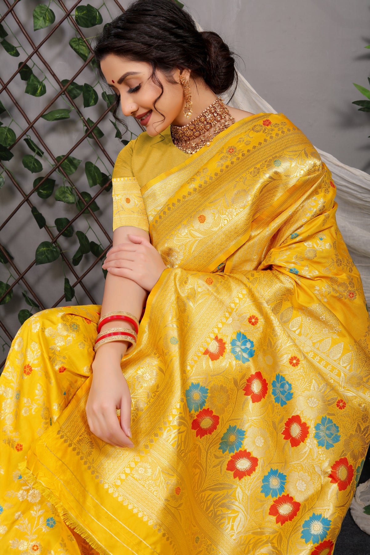 Nakshatra Yellow Kanchipuram Pattu Silk Saree