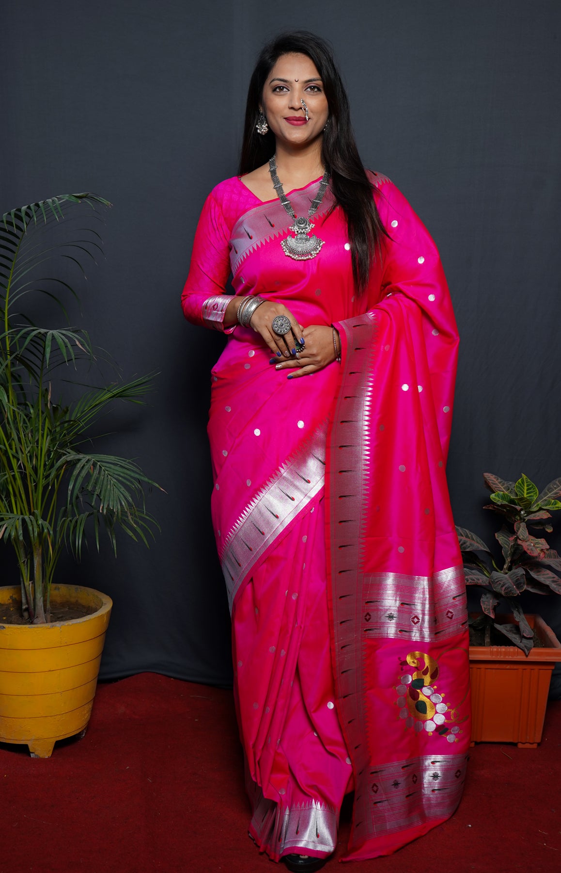 PINk Soft Silk Maharashtrian Paithani Saree