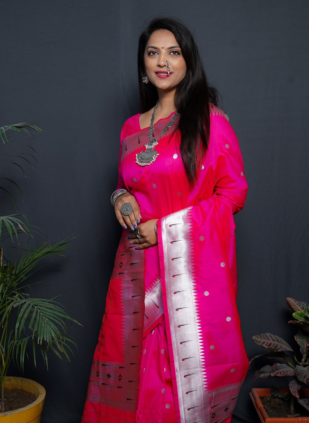 PINk Soft Silk Maharashtrian Paithani Saree