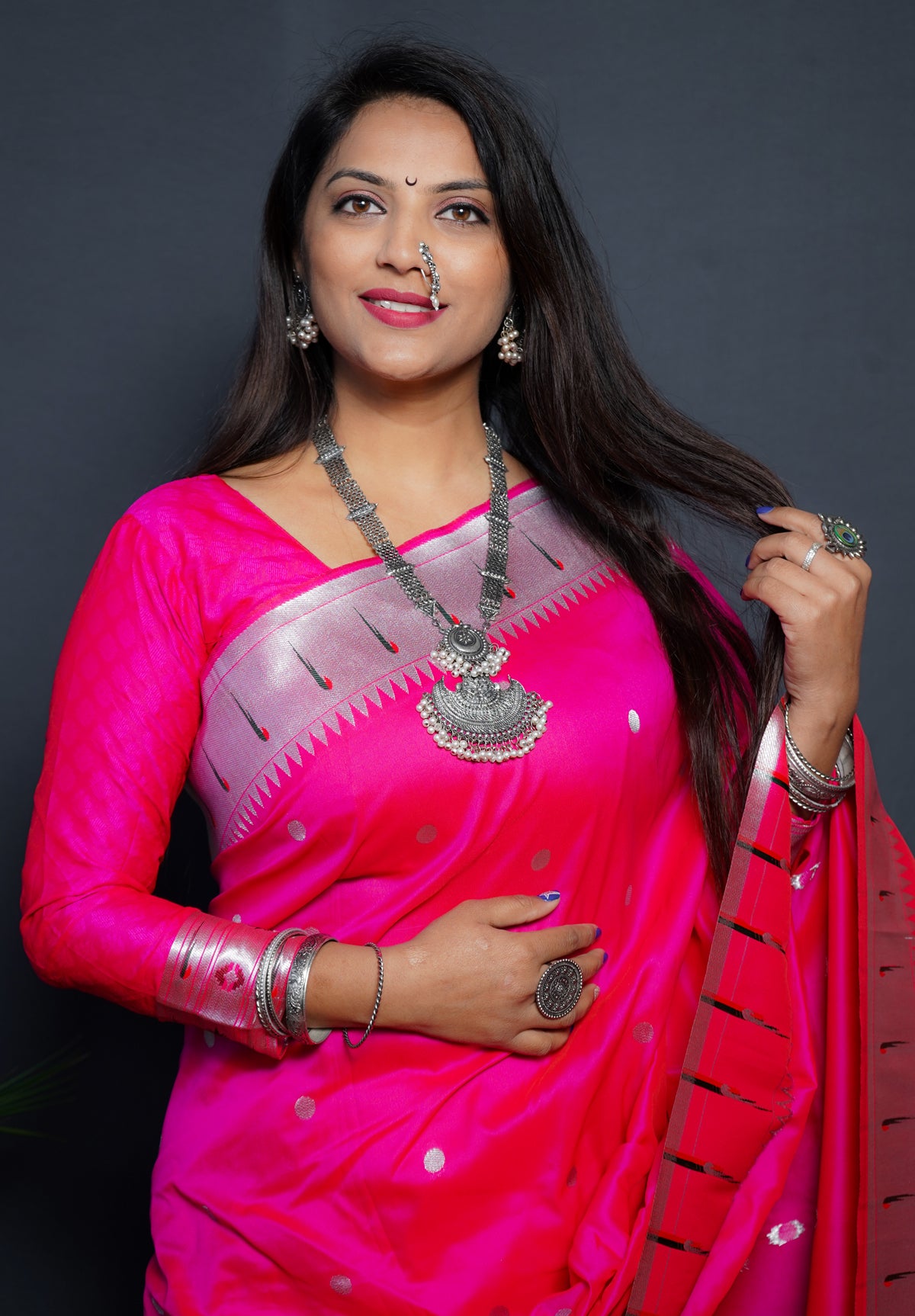 PINk Soft Silk Maharashtrian Paithani Saree