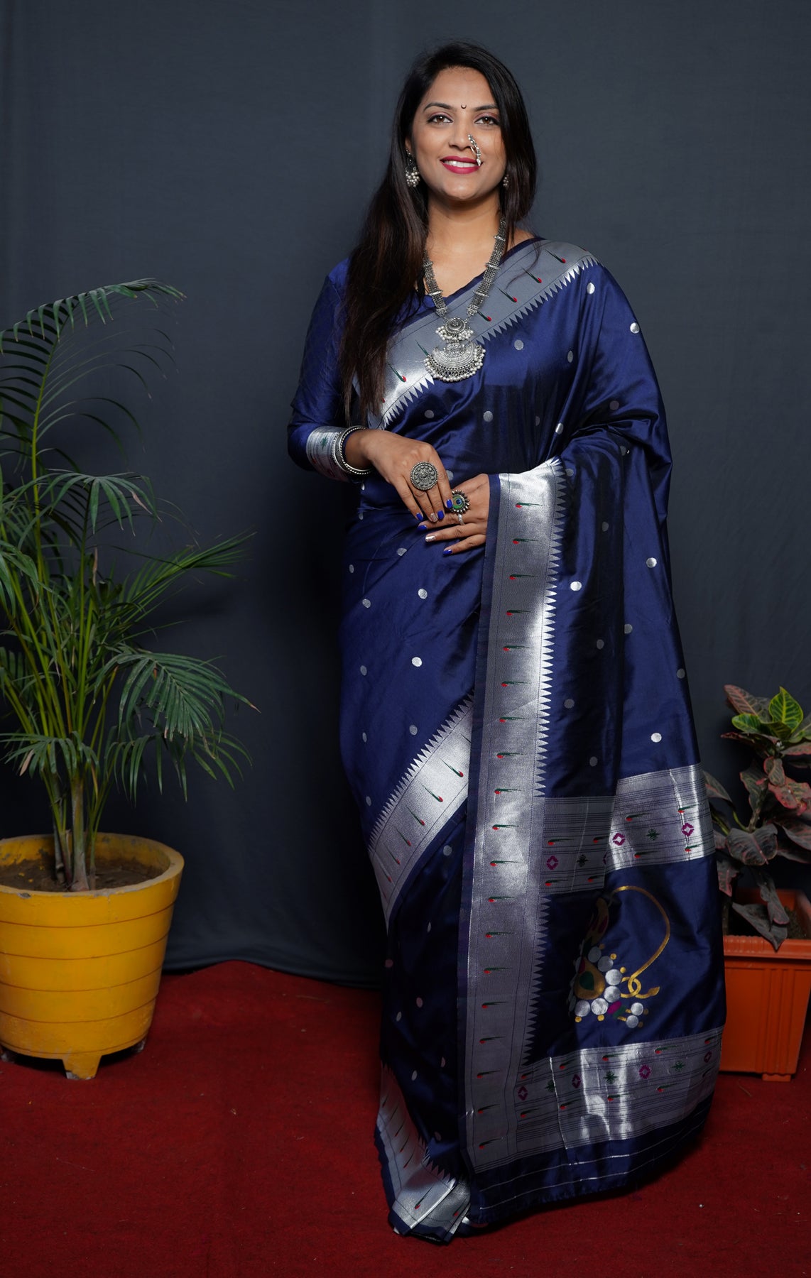 ROYAL BLUE Soft Silk Maharashtrian Paithani Saree
