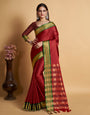 Red Soft Silk Pure Base With Contrass Blouse And Pallu Saree