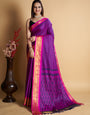 Purple  Soft Silk Aure Base With Contrass Blouse And  Saree