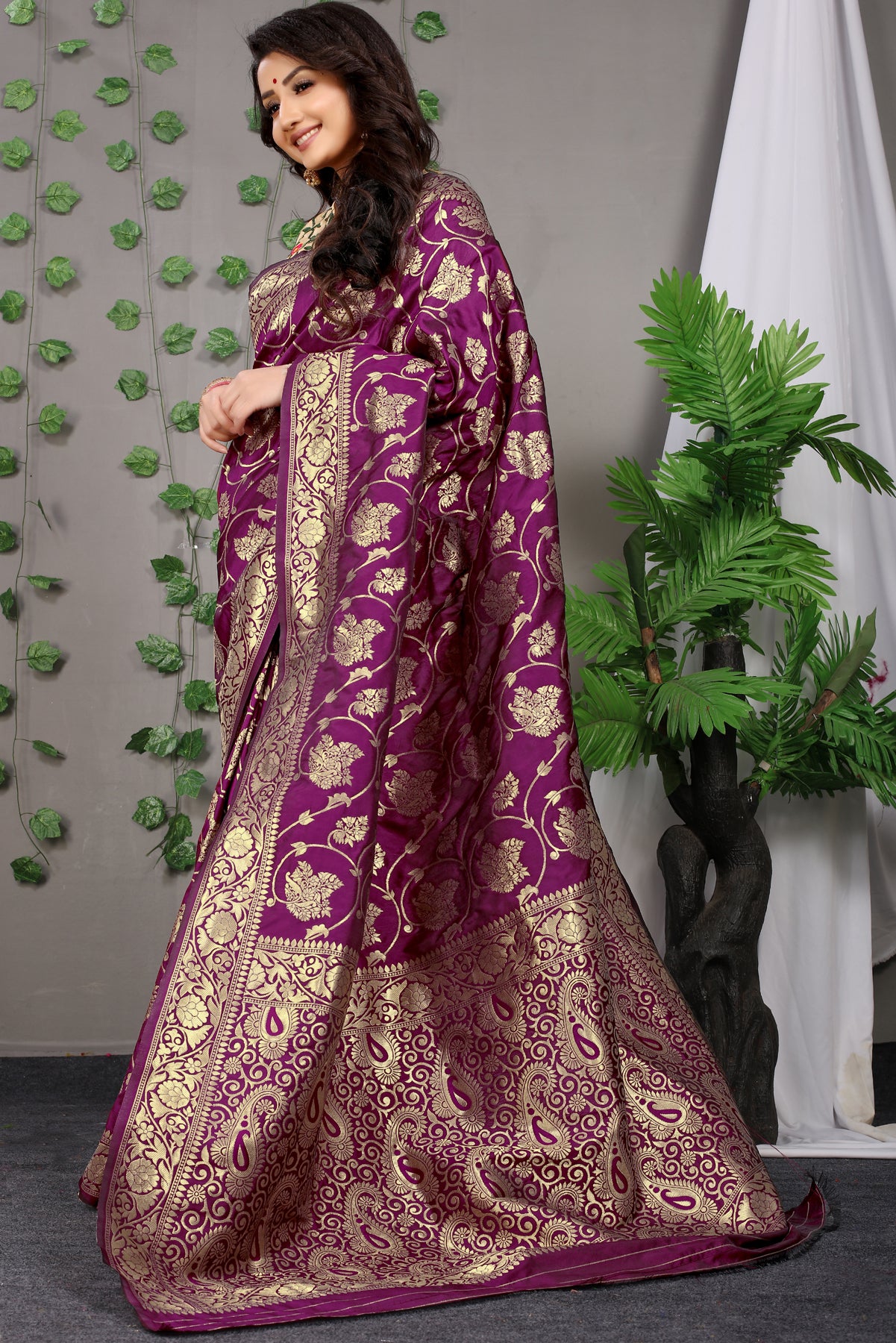 Purple Paithani Silk Saree With Zari Weaving Banarasi Silk Saree