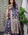 Royal Blue Paithani Silk Saree With Zari Weaving Banarasi Silk Saree