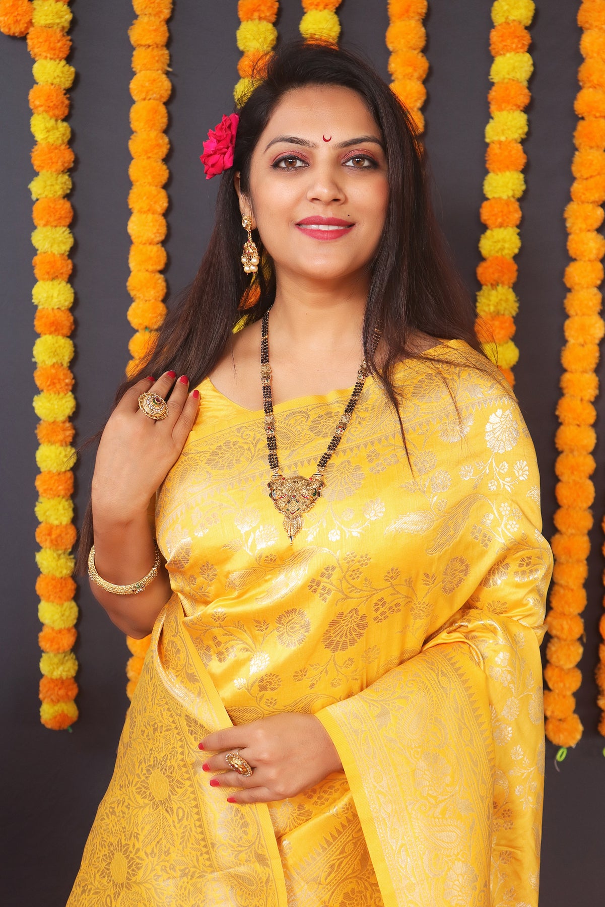 Yellow  Paithani Silk Saree