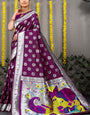 Purple Paithani Silk Saree With Zari Weaving Banarasi Silk Saree