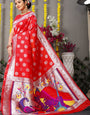 Red Paithani Silk Saree With Zari Weaving Banarasi Silk Saree