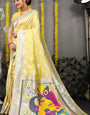 Yellow Paithani Silk Saree With Zari Zari Weaving Banarasi Silk Saree