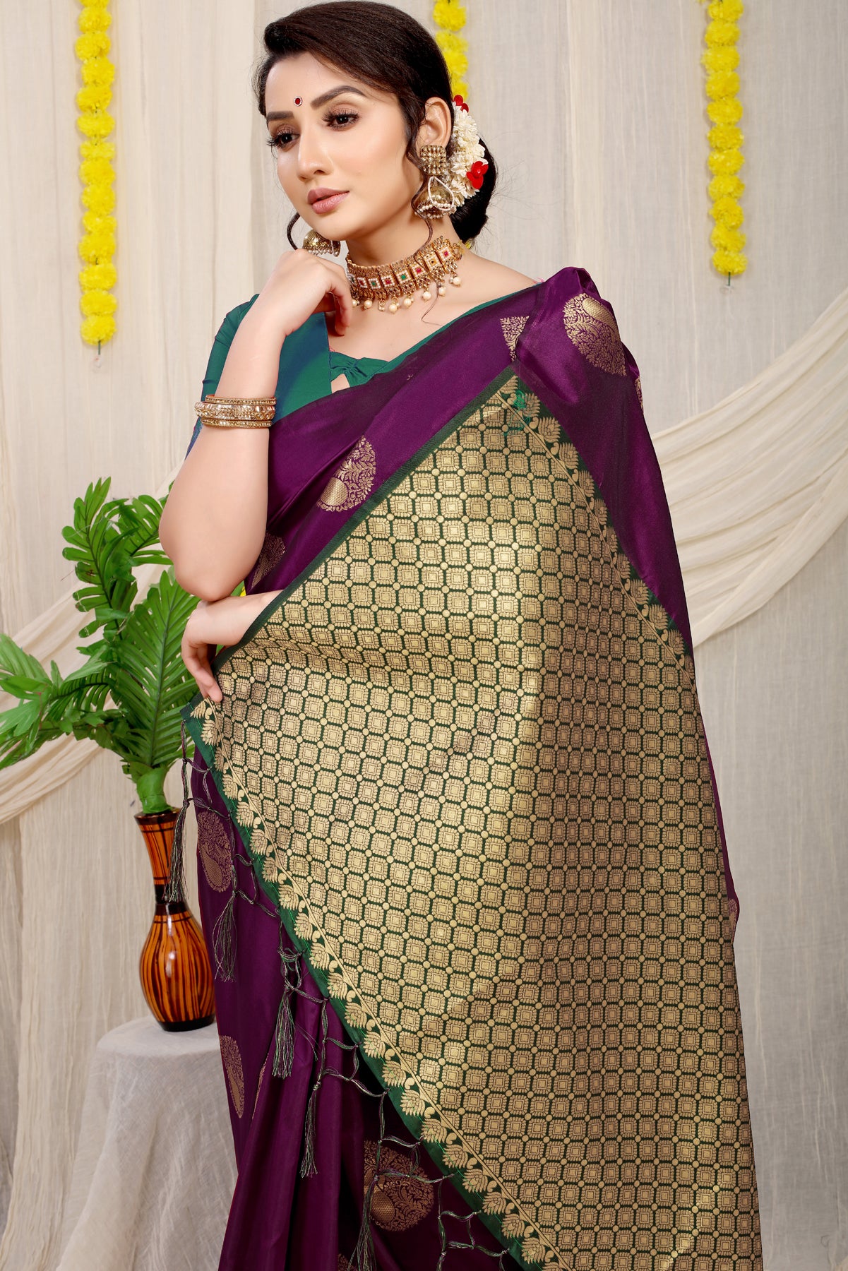 Magenta Kanchipuram Pattu Silk Saree