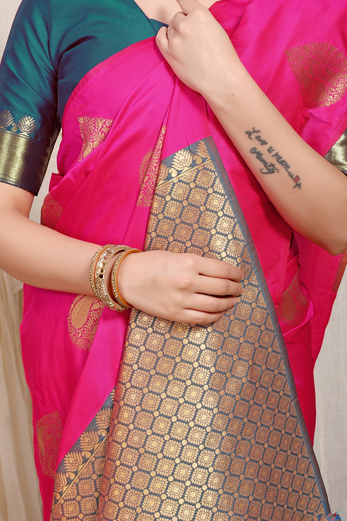 Pink Kanchipuram Pattu Silk Saree