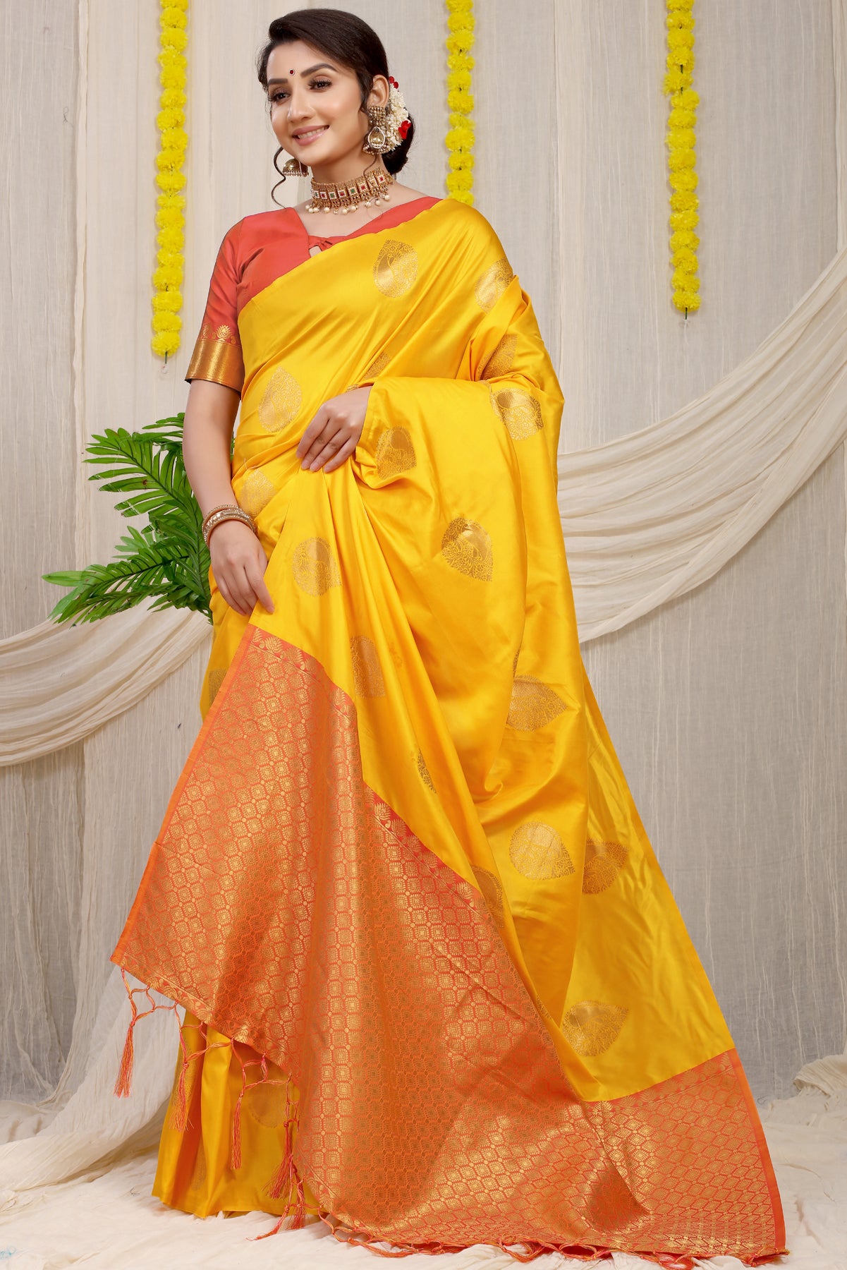 Rajtilak Yellow Kanchipuram Pattu Silk Saree