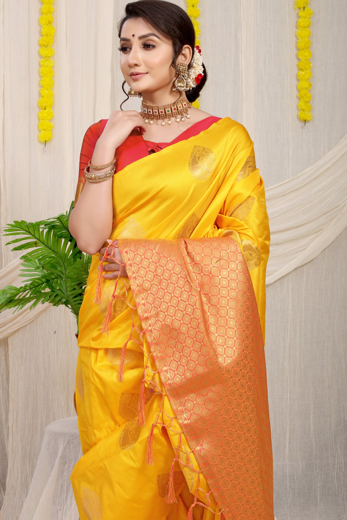 Rajtilak Yellow Kanchipuram Pattu Silk Saree