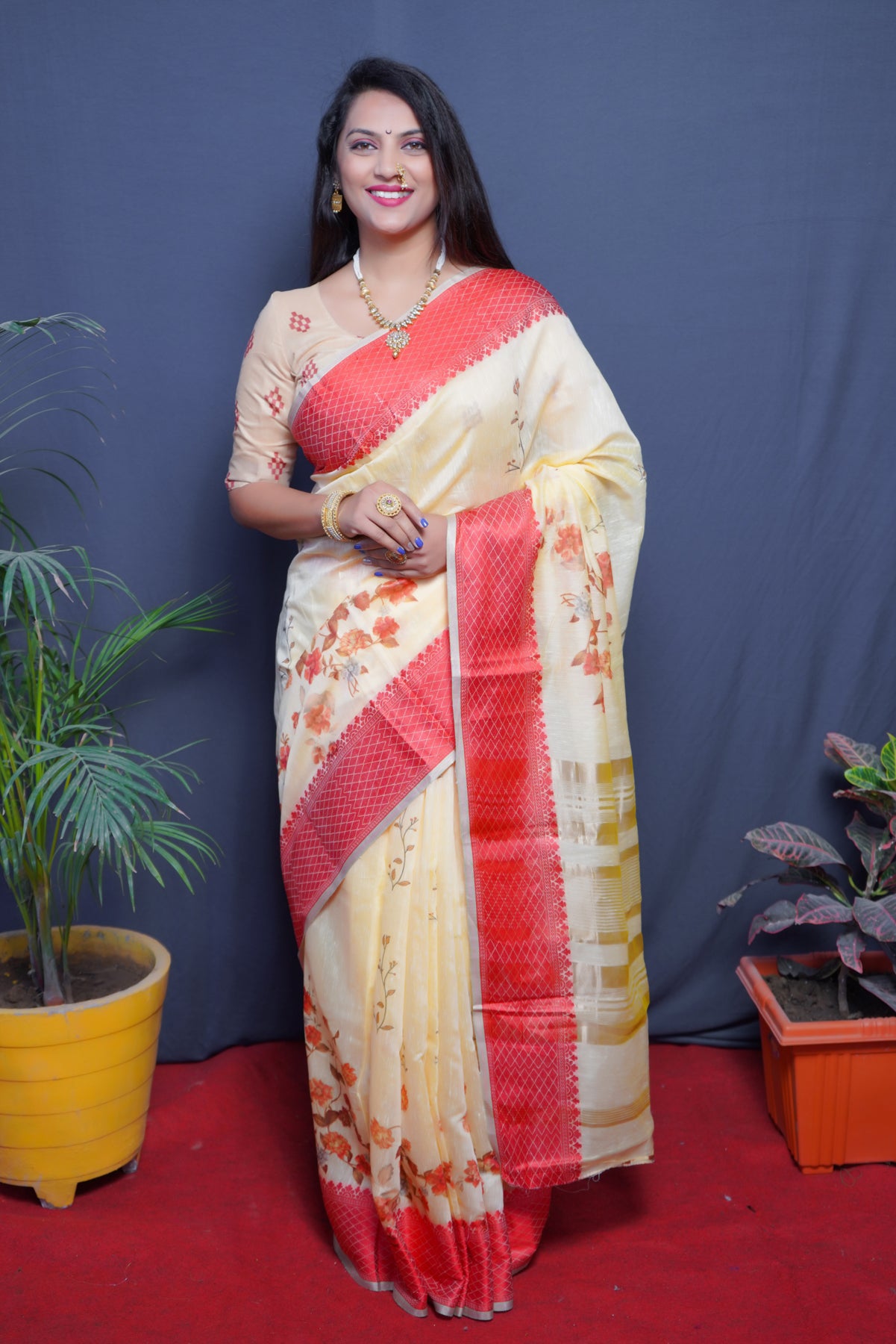 Yellow Linen Silk Pure Paithani Silk Saree