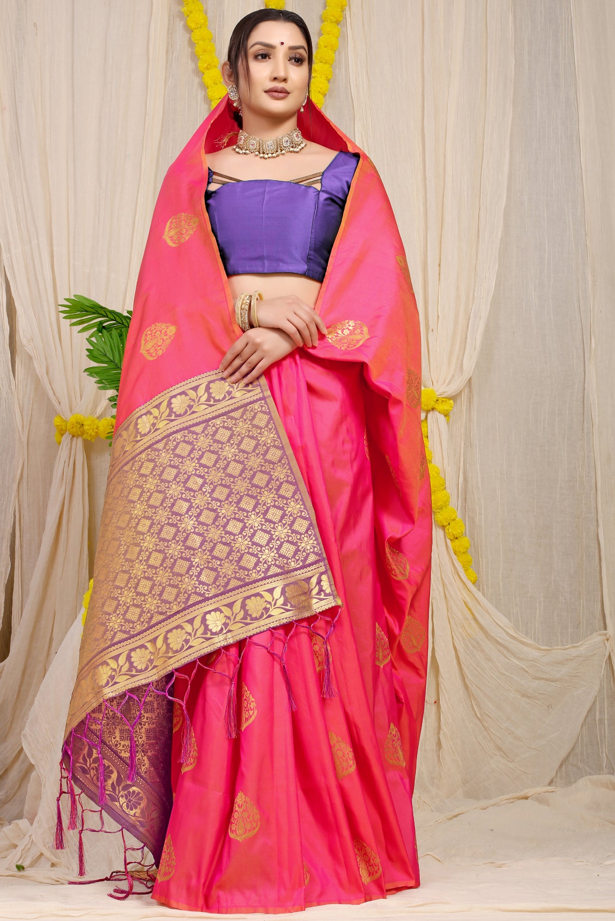 Pink Kanchipuram Pattu Silk Saree