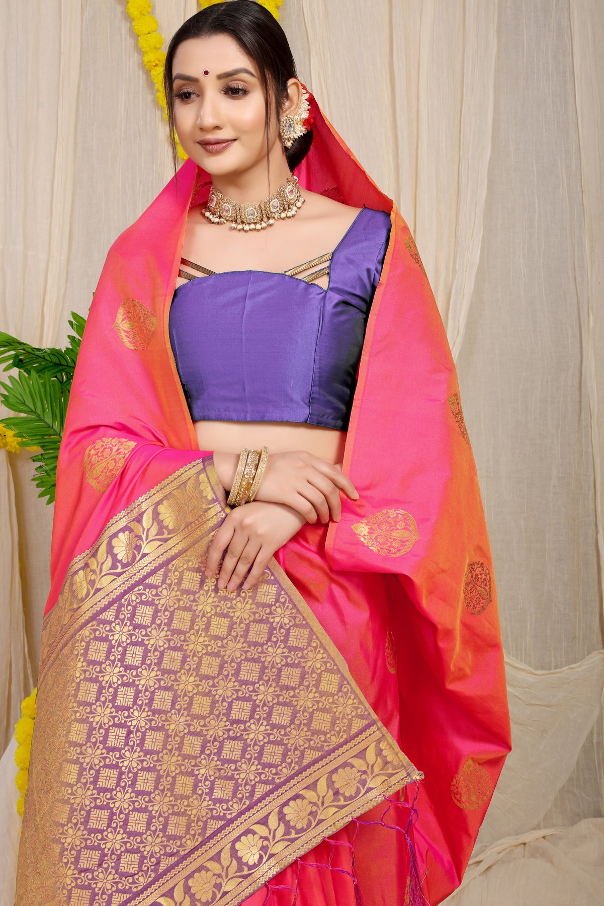 Pink Kanchipuram Pattu Silk Saree