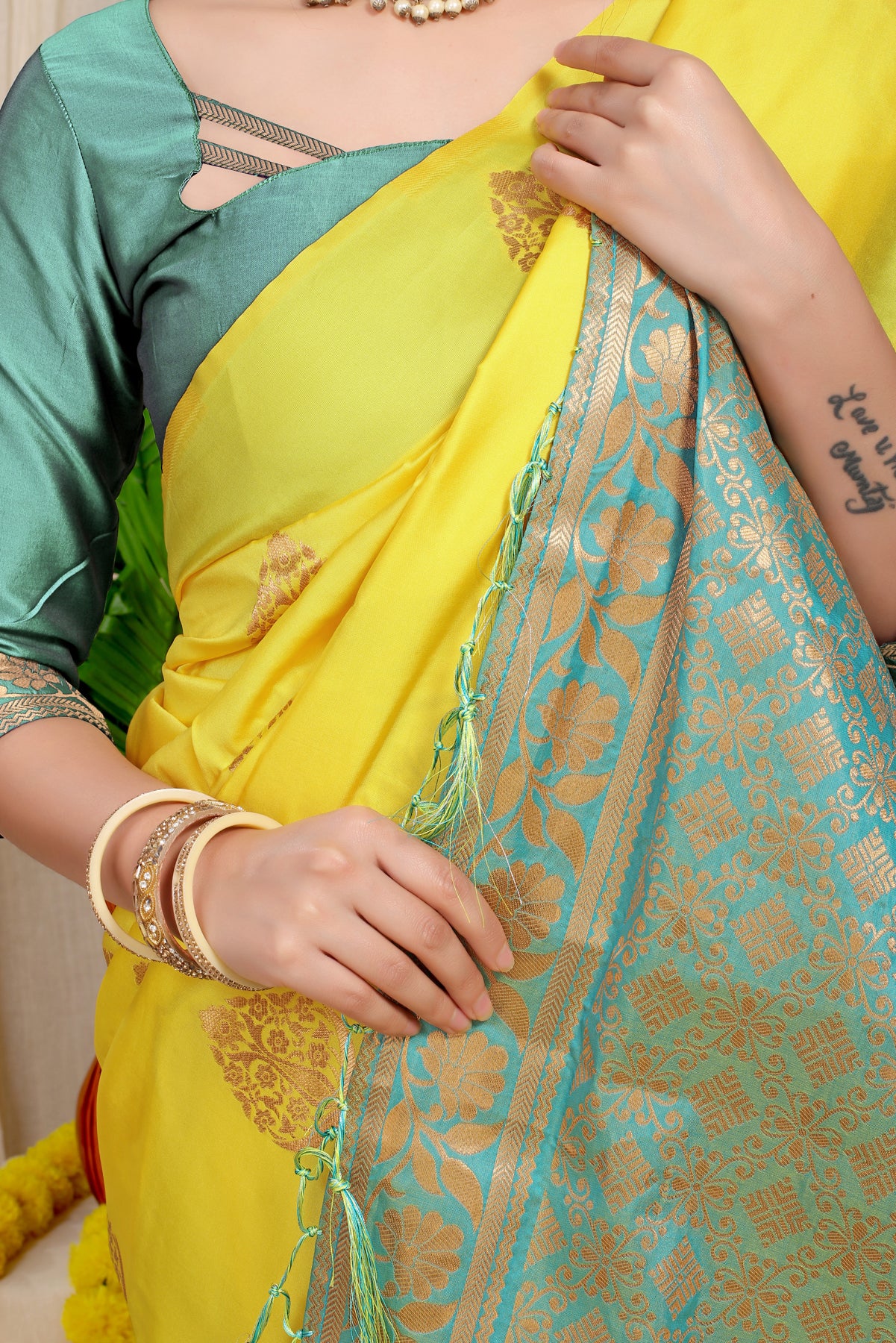 Light Yellow Kanchipuram Pattu Silk Saree