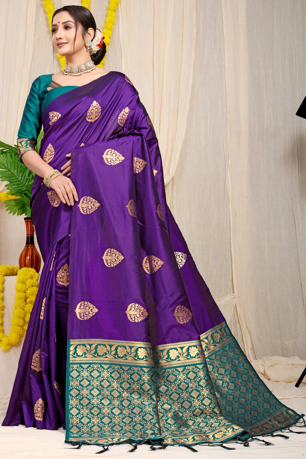 Purple Kanchipuram Pattu Silk Saree