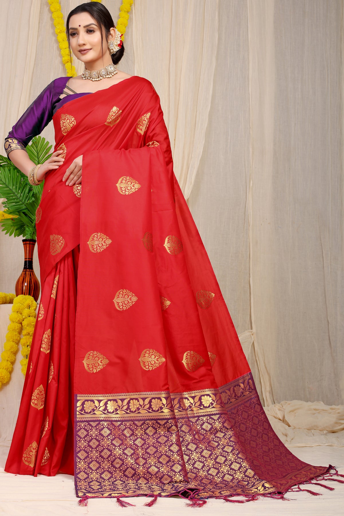 Red Kanchipuram Pattu Silk Saree