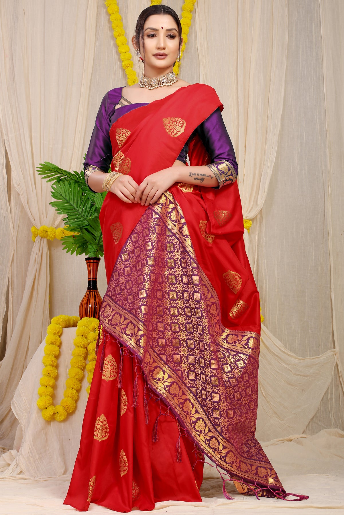 Red Kanchipuram Pattu Silk Saree