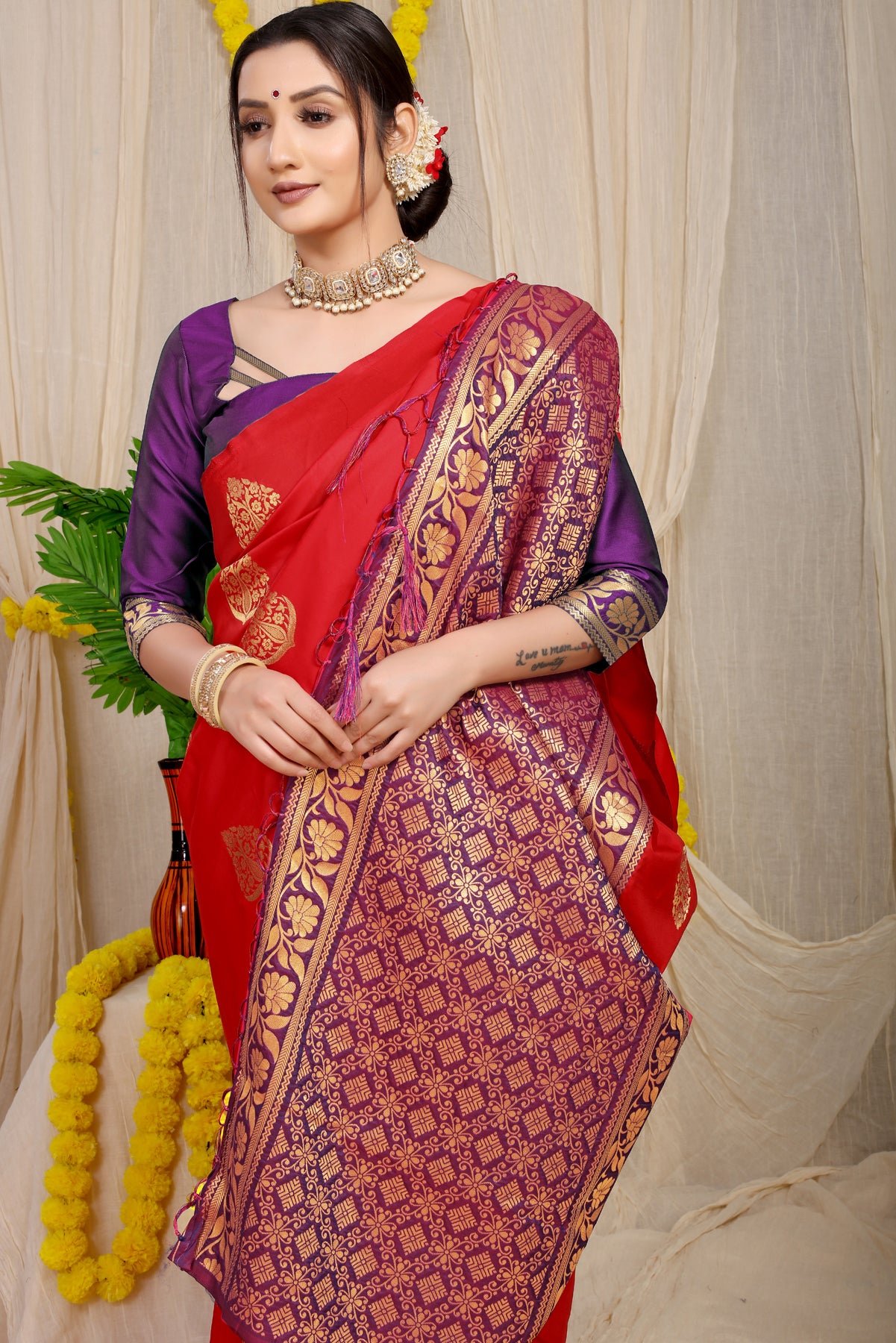 Red Kanchipuram Pattu Silk Saree