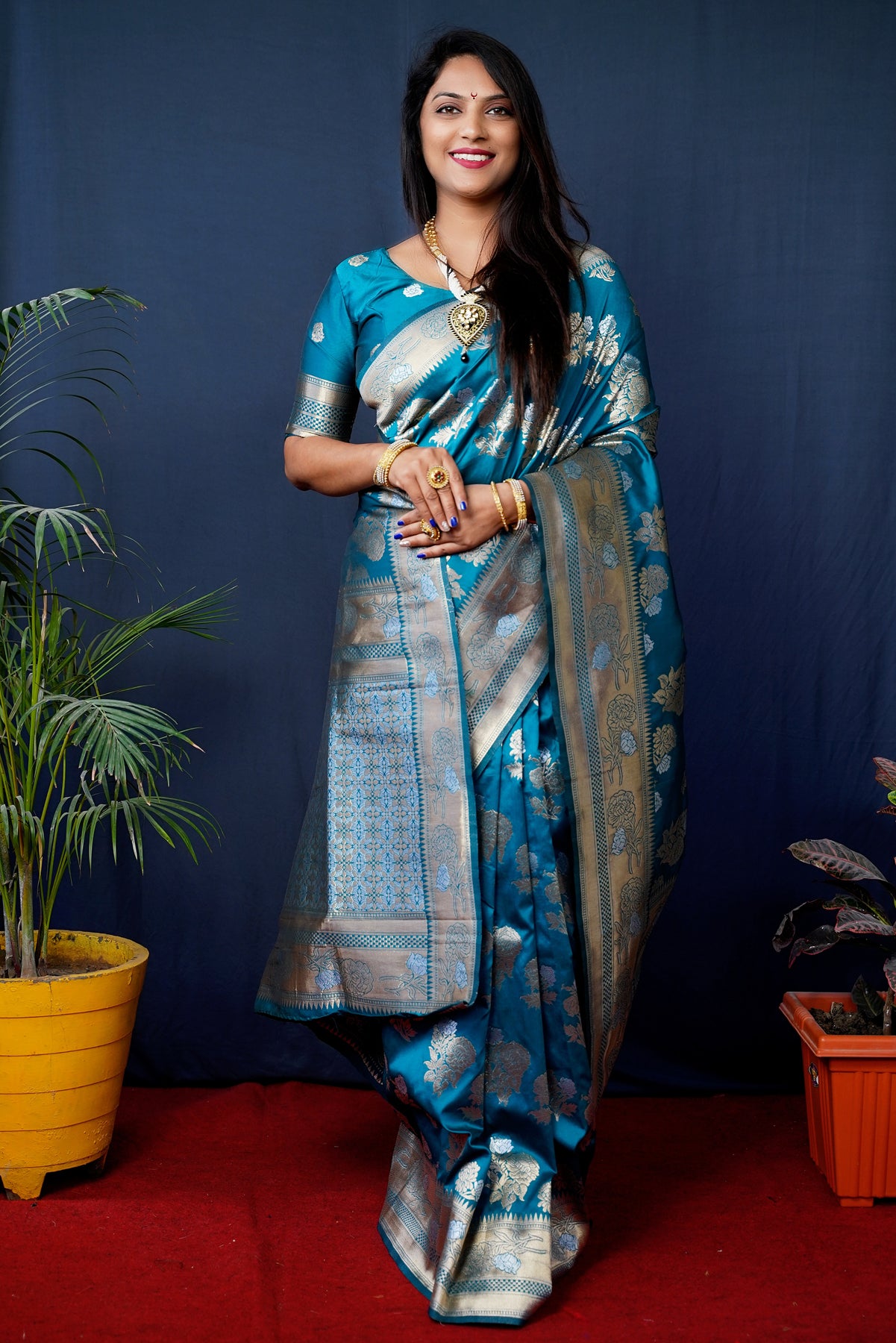 Rama Pure Handloom Banarasi Silk Saree