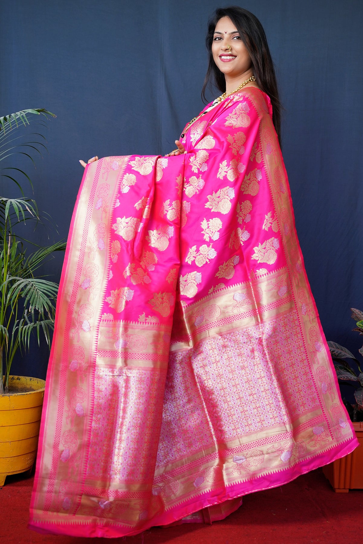 Pink Handloom Banarasi Silk Saree