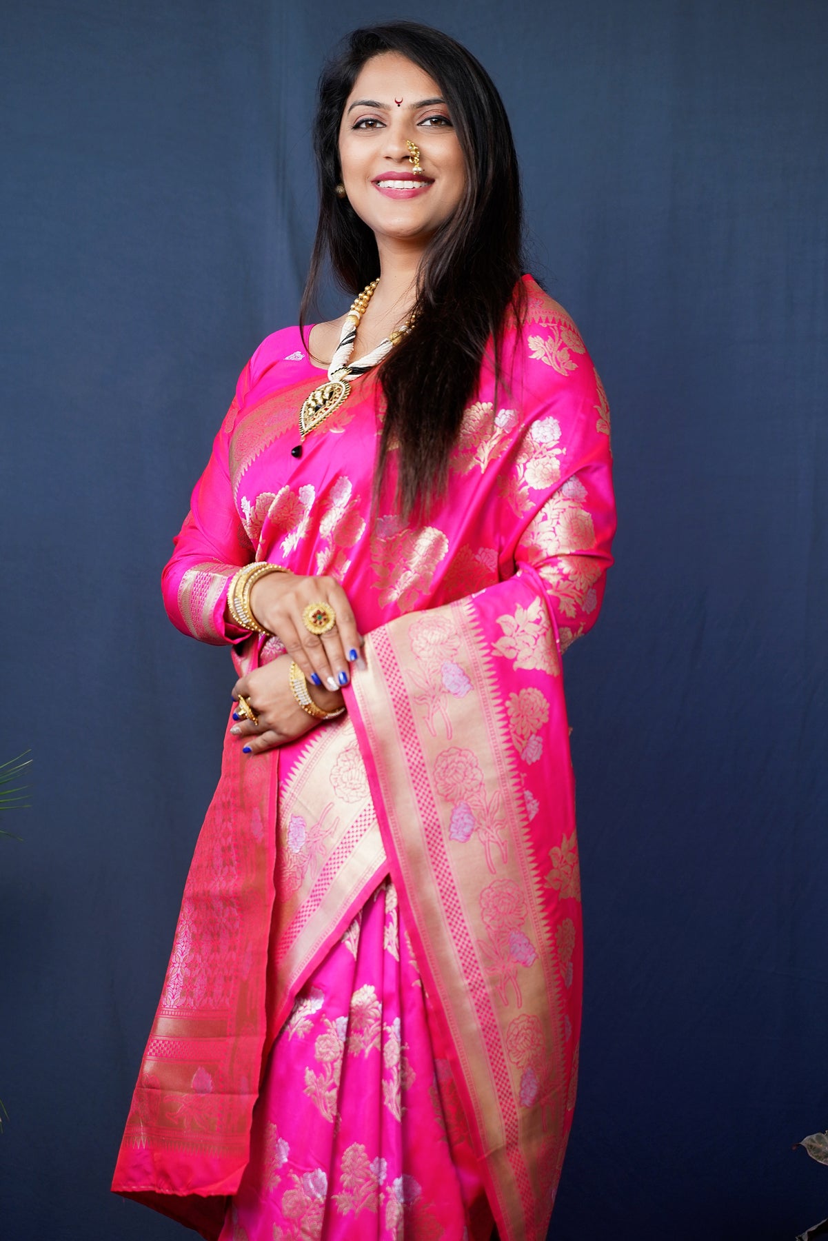 Pink Handloom Banarasi Silk Saree