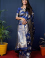 Royal Blue Handloom Banarasi Silk Saree