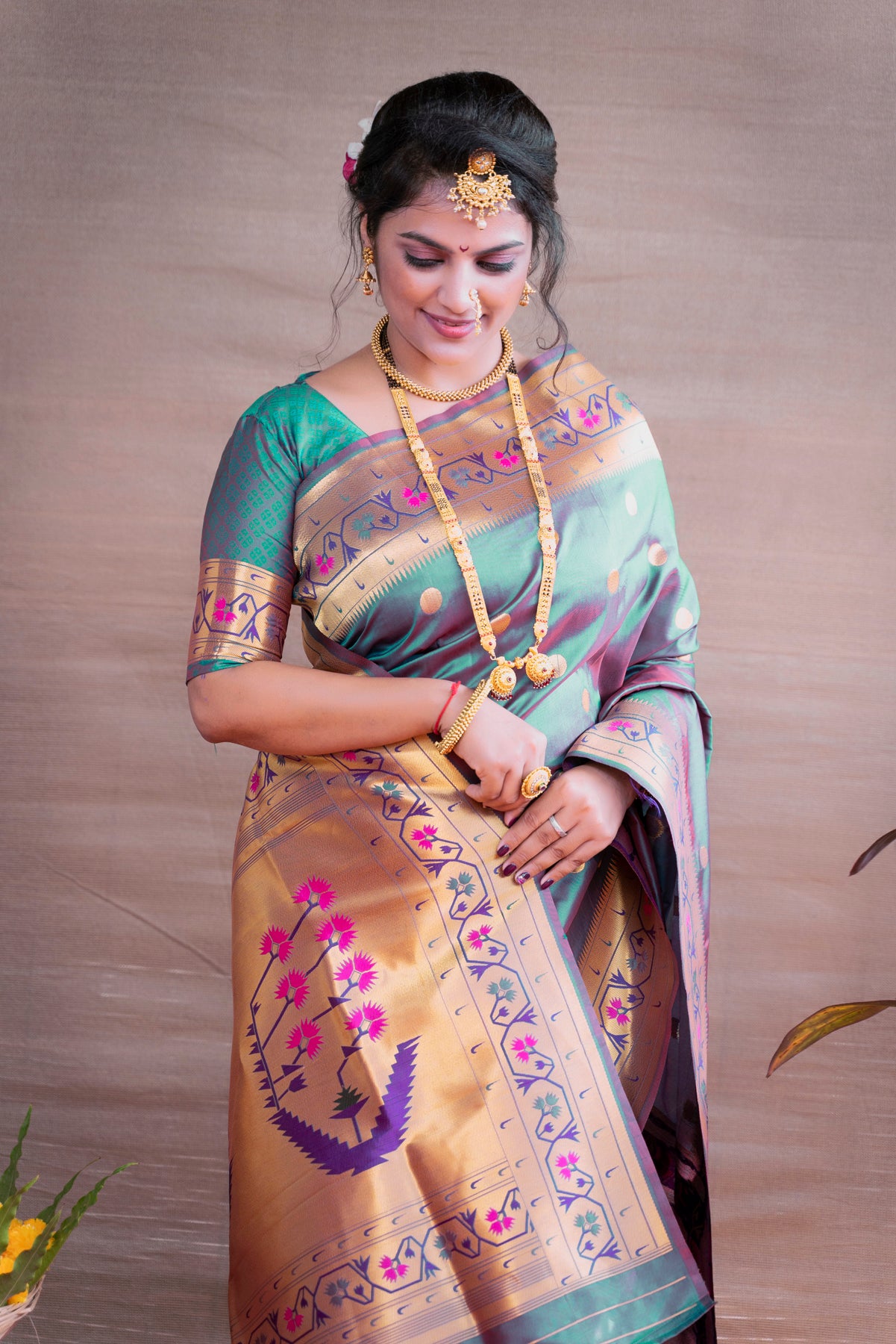 Rama Pure Paithani Silk Saree