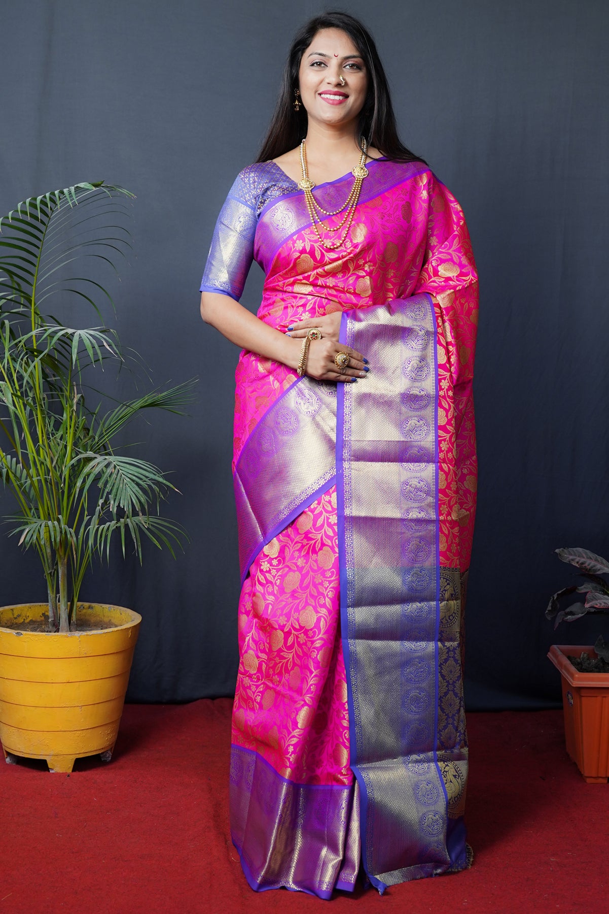 Pink Kanchipuram Silk Saree