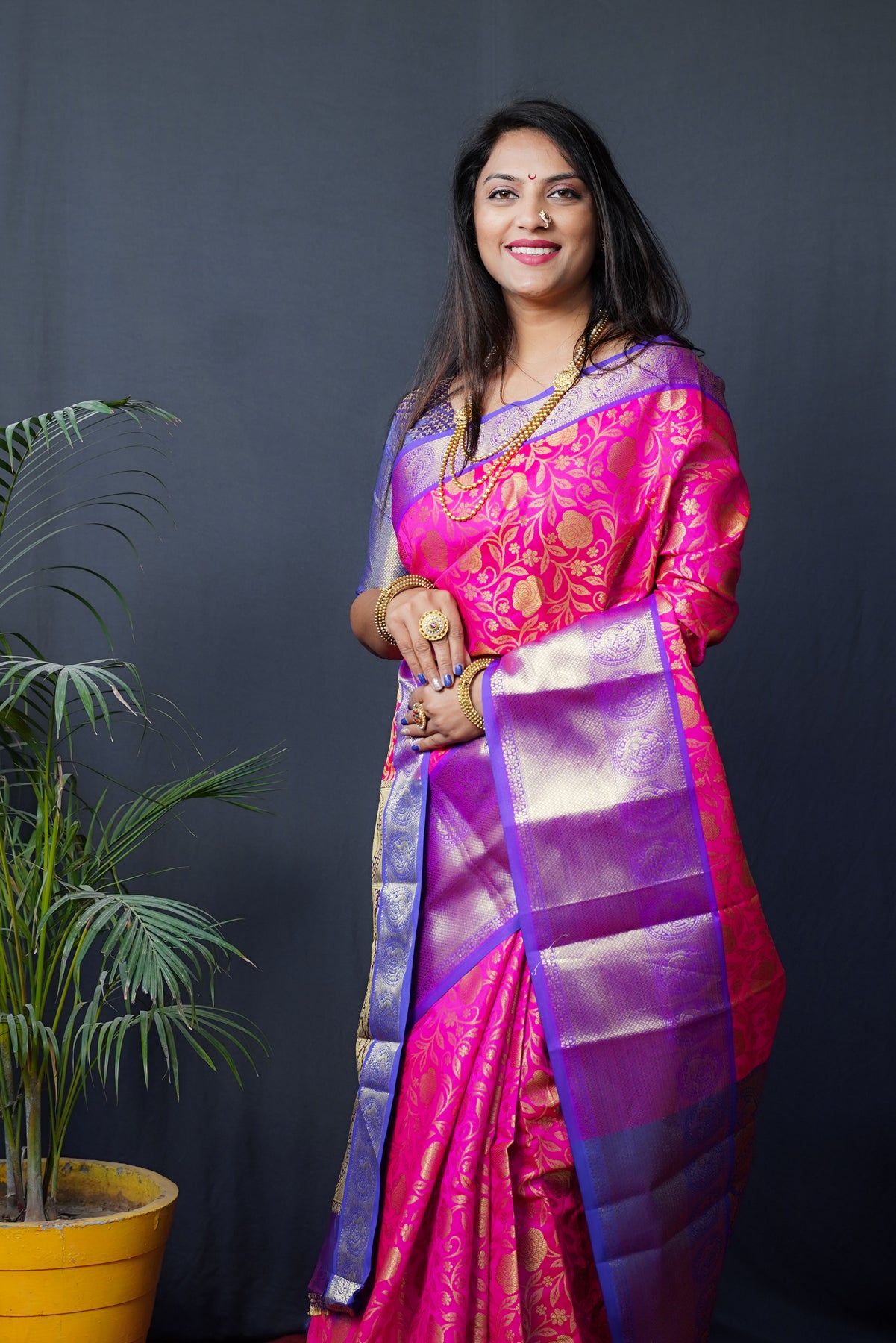 Pink Kanchipuram Silk Saree