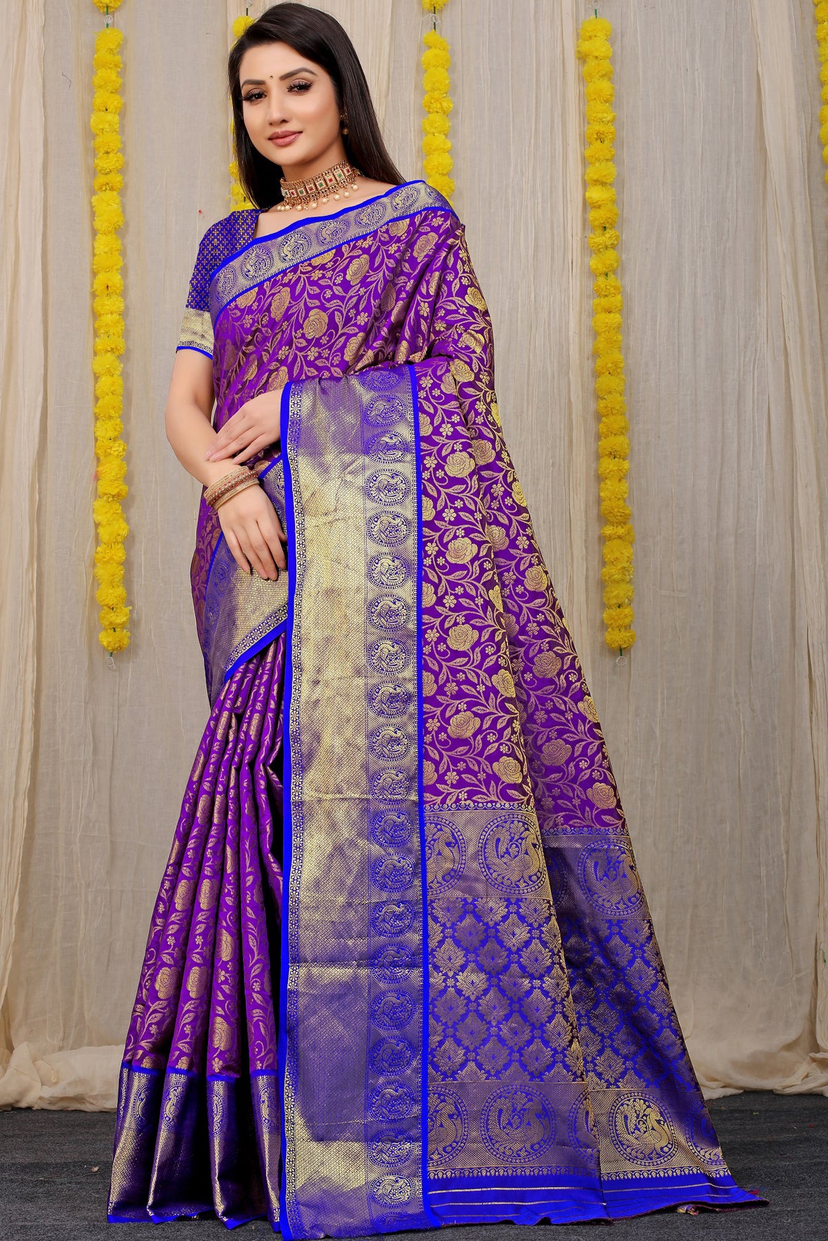 Purple Pure Kanchipuram Silk Saree