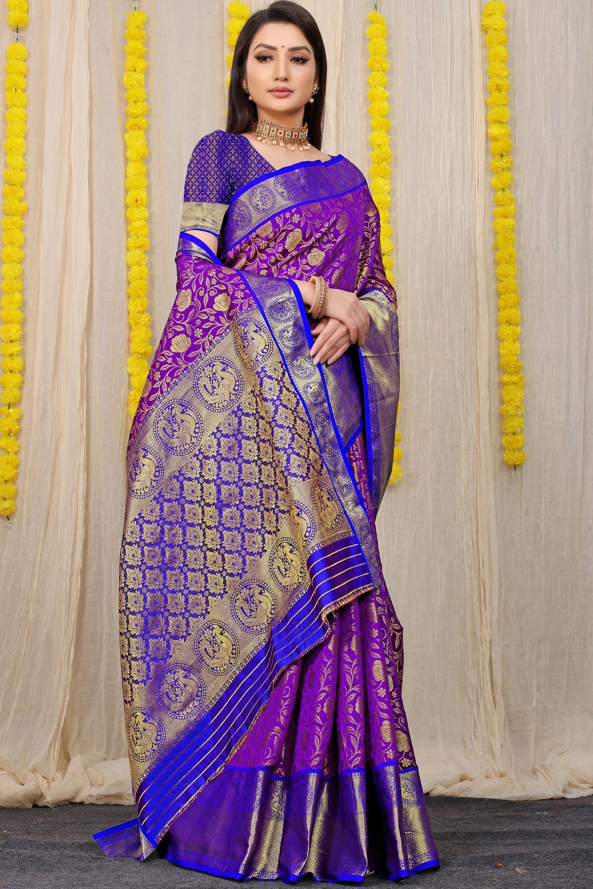 Purple Pure Kanchipuram Silk Saree