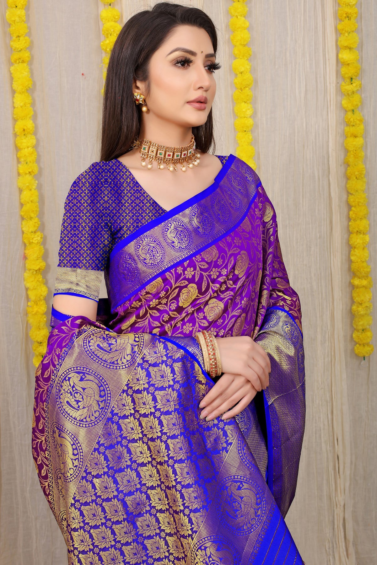 Purple Pure Kanchipuram Silk Saree