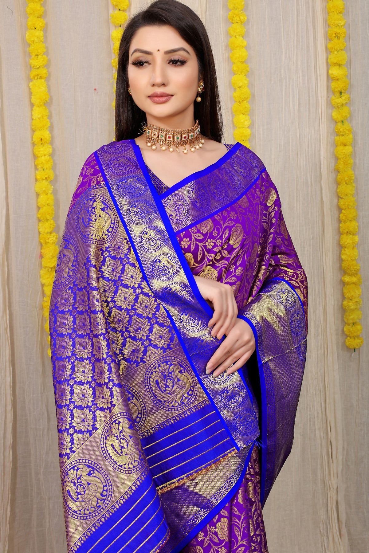 Purple Pure Kanchipuram Silk Saree