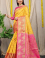 Rosy Yellow Kanchipuram Pattu Silk Saree