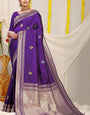 Dark Purple Kanchipuram Pattu Silk Saree