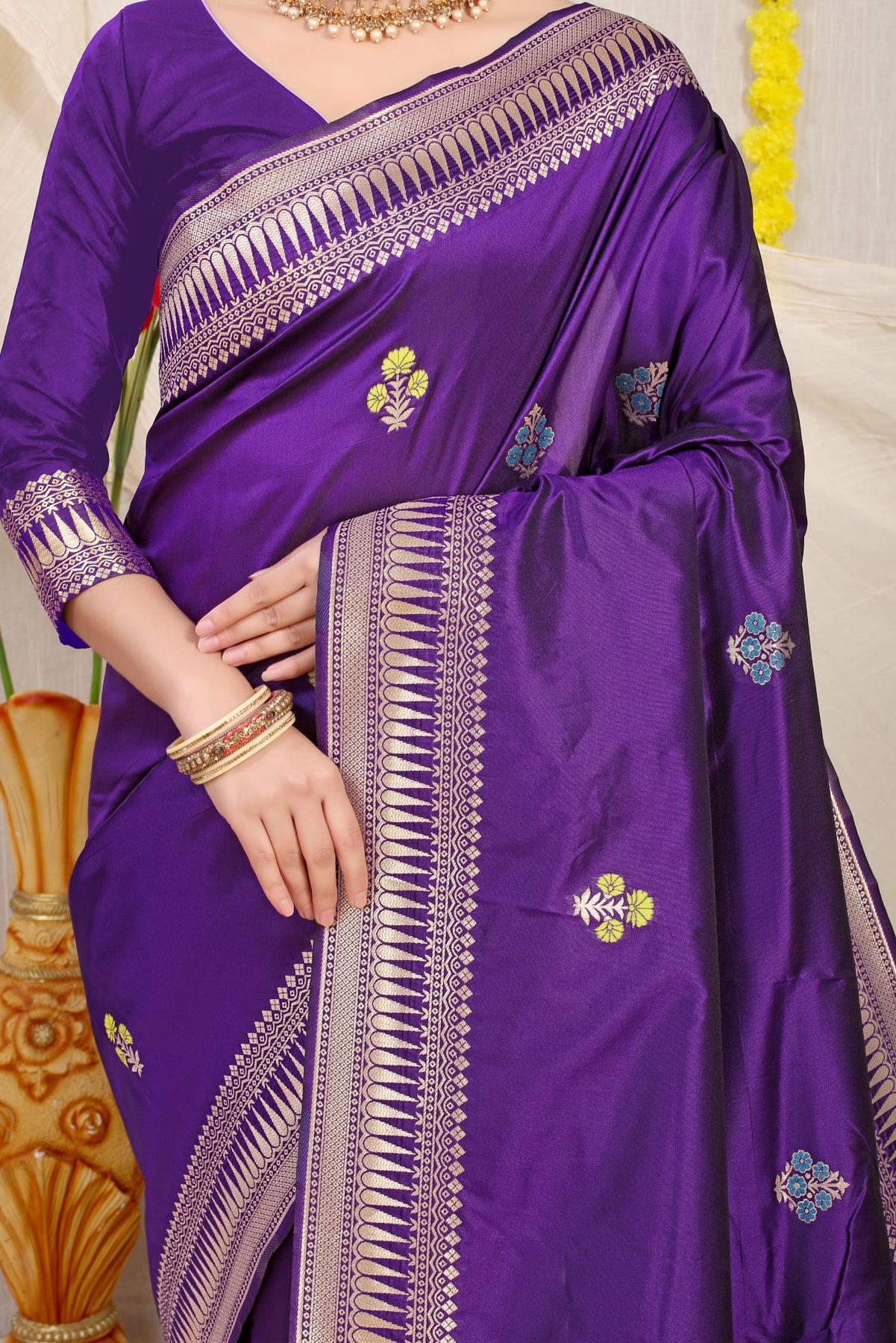 Dark Purple Kanchipuram Pattu Silk Saree