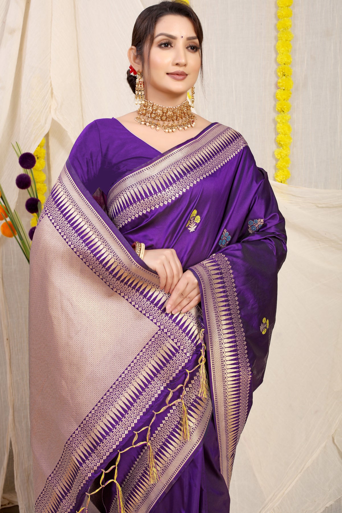 Wine Purple Handloom Weave Kanjivaram Silk Saree : Top Pick
