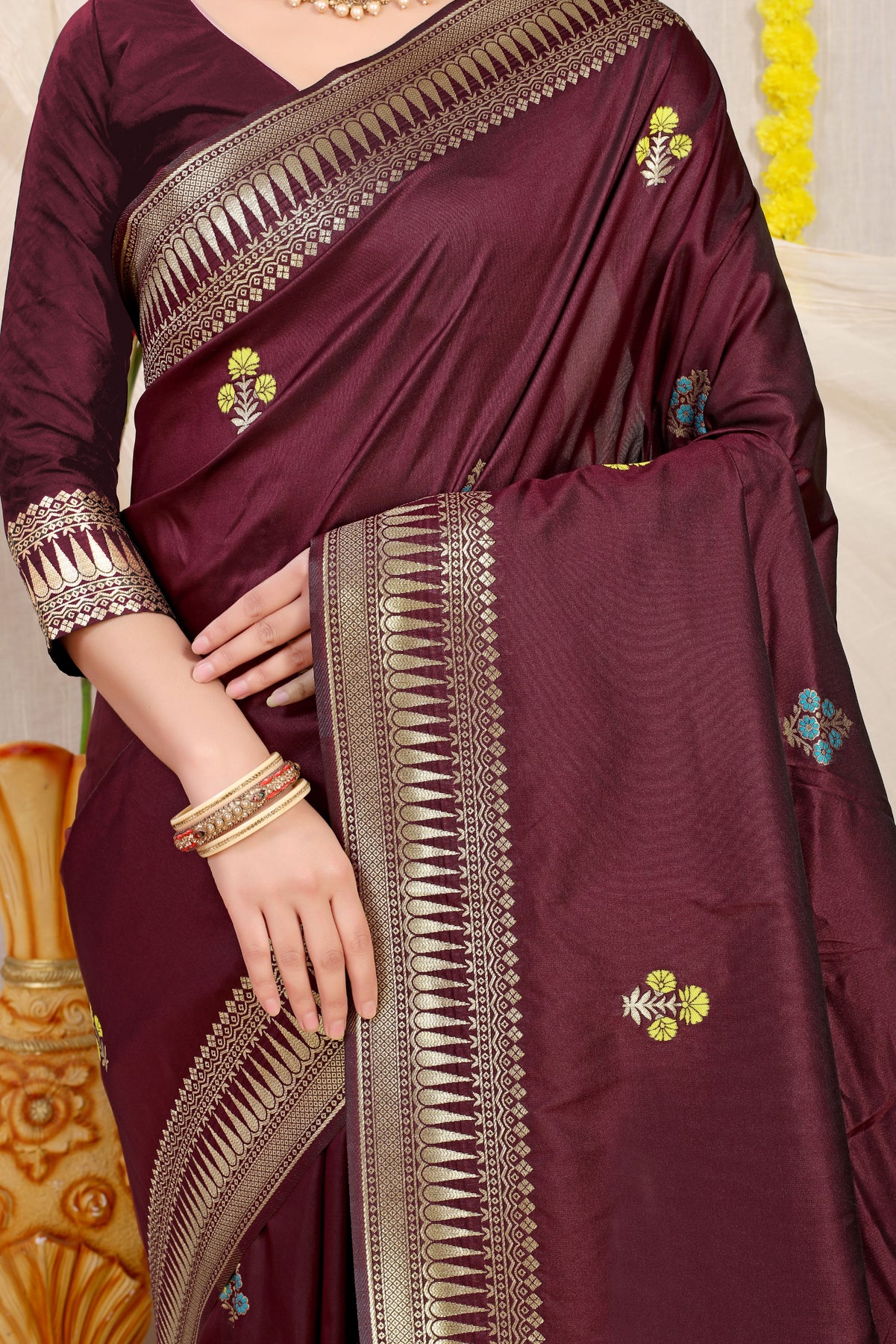 Maroon Kanchipuram Pattu Silk Saree