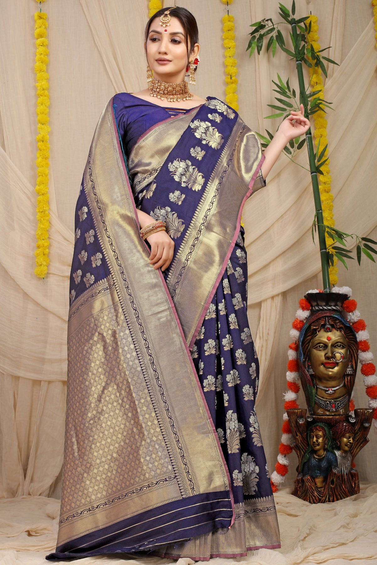 Blue Kanchipuram Pattu Silk Saree Silk Saree