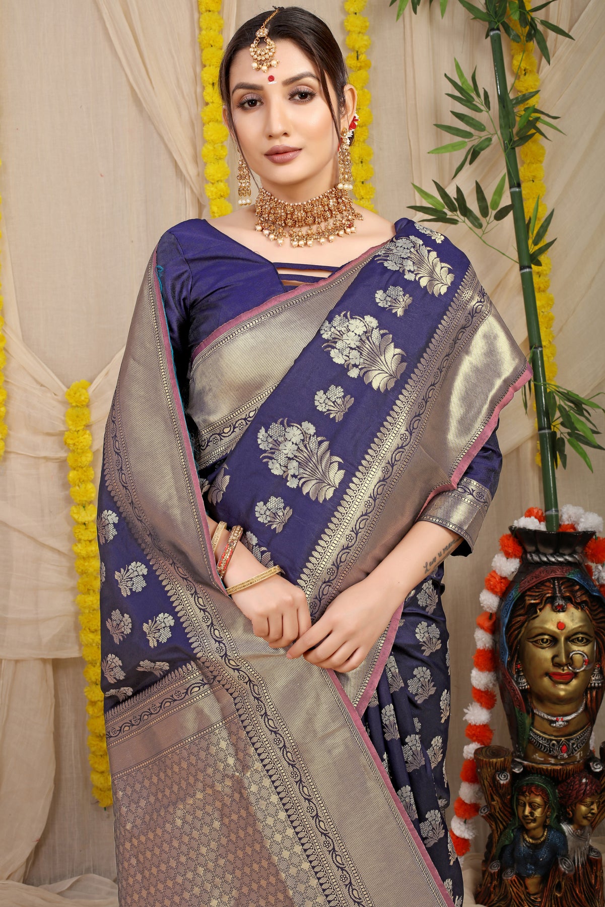 Blue Kanchipuram Pattu Silk Saree Silk Saree