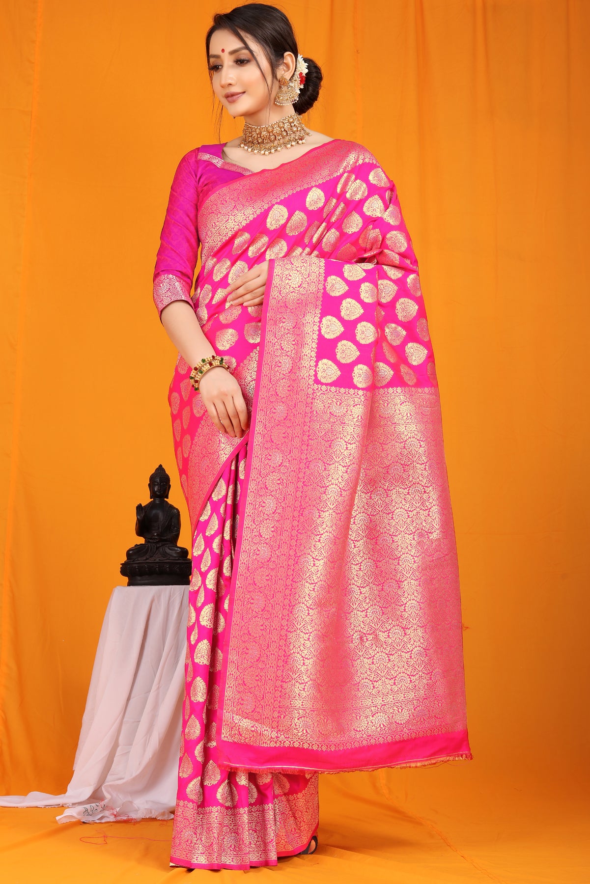 Pink Kanchipuram Pattu Silk Saree