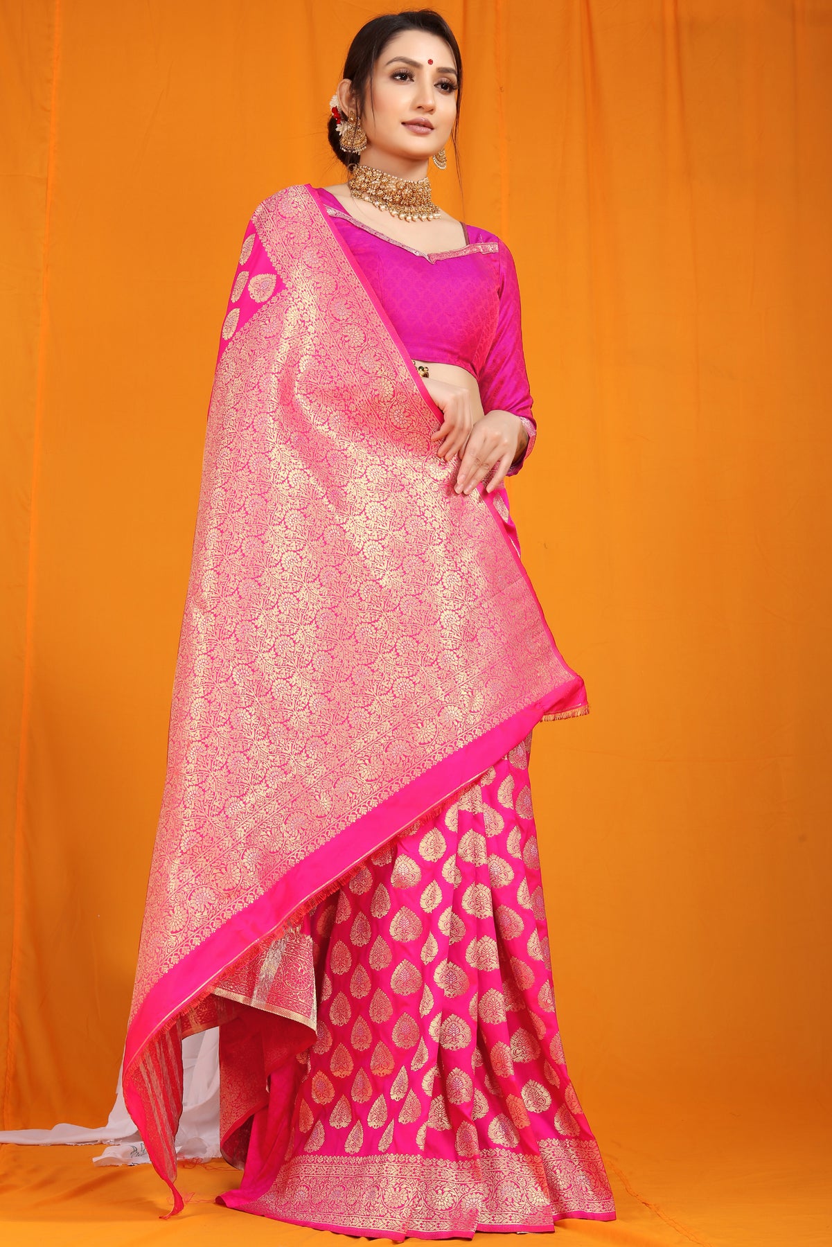 Pink Kanchipuram Pattu Silk Saree